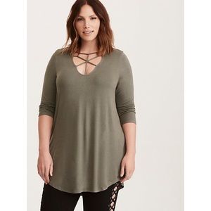 TORRID | Army Green Strappy Front Tunic Top